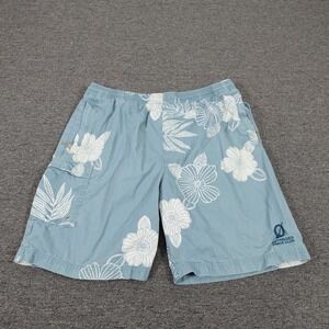 Tori Richard Swim Trunks Shorts Mens Medium Blue Floral Hawaiian Lined Outrigger